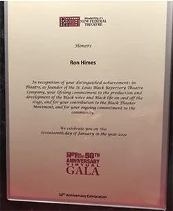 Image of Ron Himes' New Federal Theatre Lifetime Achievement Award